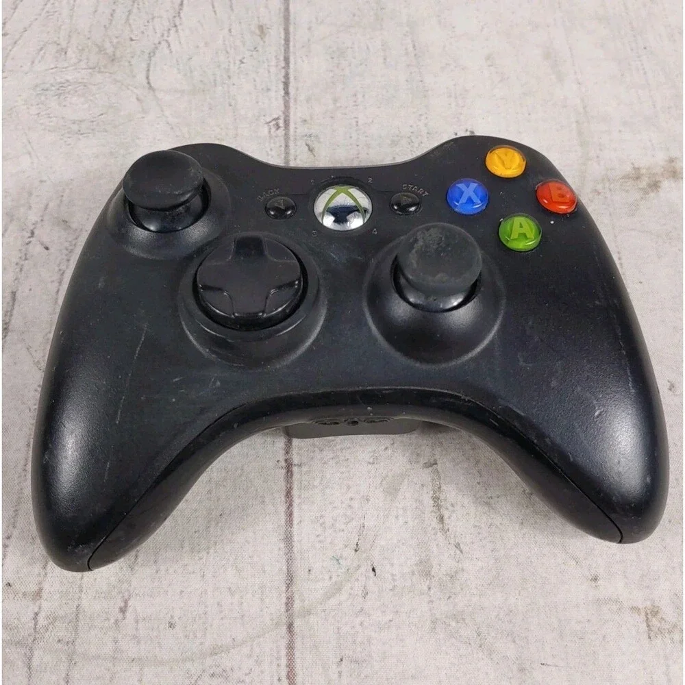 Microsoft Xbox 360 Wireless Controller - BLACK No Battery Cover - TESTED WORKING